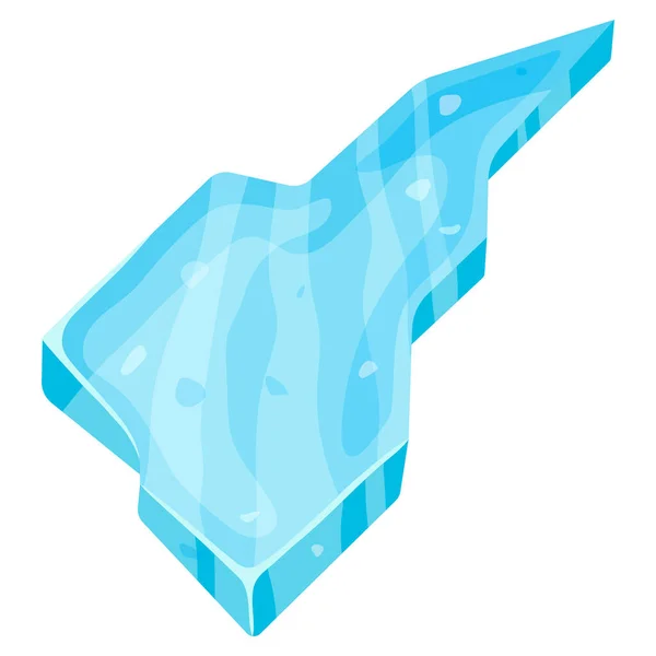 Bruten isbit. Kallt fryst block, arktisk snöig objekt på vit bakgrund, isflak i tecknad stil — Stock vektor