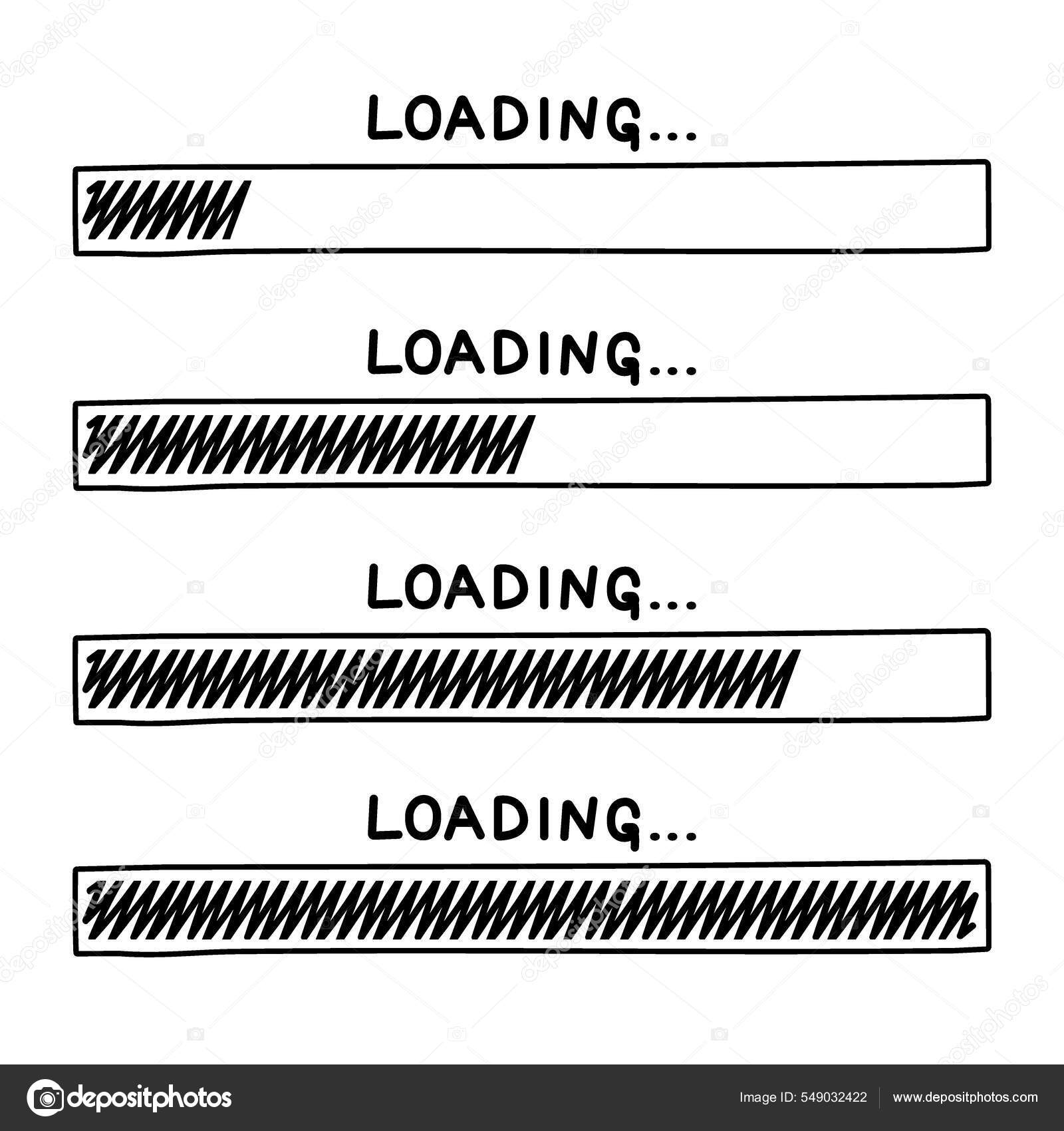 Esbozo de barra de carga. Icono de línea de velocidad en estilo doodle,  señal de descarga dibujada a mano, concepto de carga de progreso sobre  fondo blanco, ilustración vectorial Vector de stock #, image size:1600x1700
