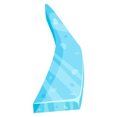 Kırık buz parçası. Soğuk donmuş blok, beyaz zemin üzerinde kutup karlı nesne, çizgi film tarzında buz yüzüyor