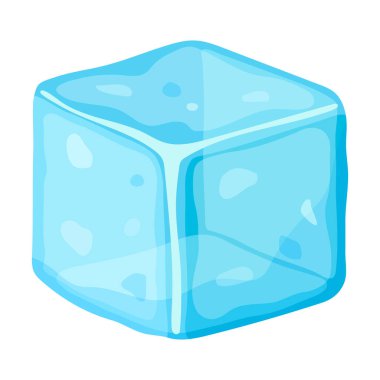 Buz küpü ya da kırık buz parçası. Soğuk donmuş blok, beyaz zemin üzerinde kutup karlı nesne, çizgi film tarzında süzül