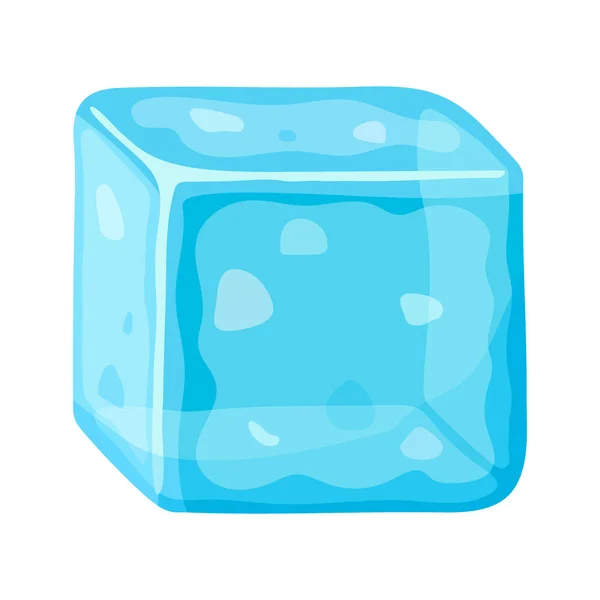 Cubo de hielo o trozo de hielo roto. Bloque congelado frío, objeto nevado ártico sobre fondo blanco, témpano en estilo de dibujos animados — Vector de stock