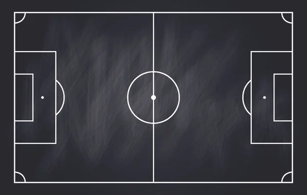 Fußball-Strategie Feld, Fußballspiel Taktik Kreidetafel Vorlage. Handgezeichnetes Fußballspiel-Schema, Lerntafel, Sport-Plan-Vektorillustration — Stockvektor