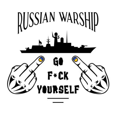 Stand With Ukraine. Russian warship go fuck yourself. Ukraine support vector sign