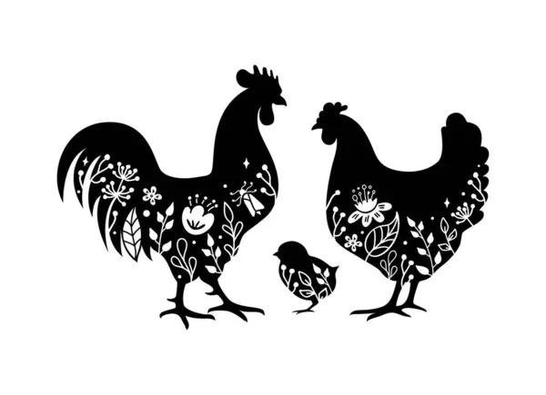 Farmhouse tanda dengan ayam dan ayam. Lencana vektor pedesaan. - Stok Vektor