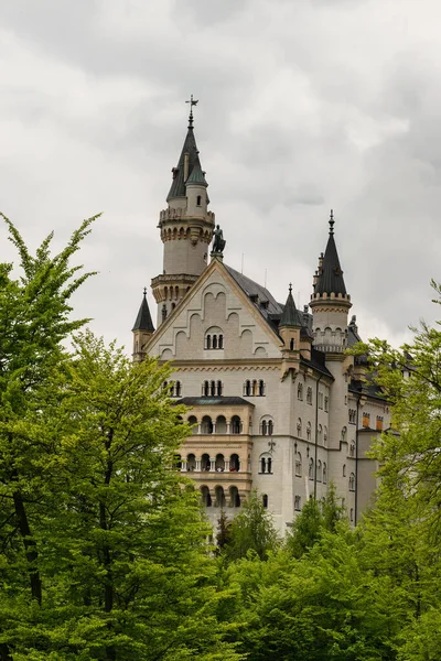 Maio 2019 Fussen Alemanha Detalhes Arquitetura Castelo Neuschwanstein Fachada Torres — Fotografia de Stock