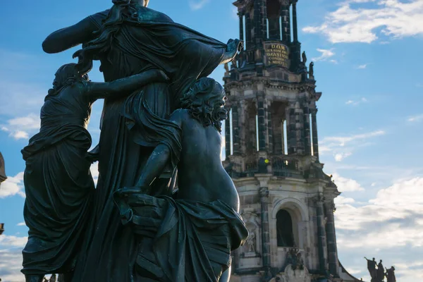 Maio 2019 Dresden Alemanha Igreja Hofkirche Escultura Der Morgen Pôr — Fotografia de Stock