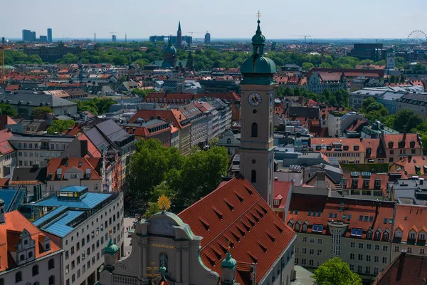 Maio 2019 Munique Alemanha Vista Panorâmica Munique Torre Peterskirche Igreja — Fotografia de Stock