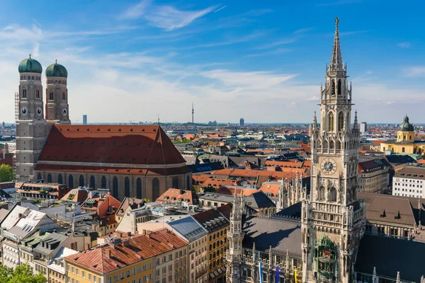 Května 2019 Mnichov Německo Frauenkirche Gotický Kostel Kultovními Klenutými Věžemi — Stock fotografie