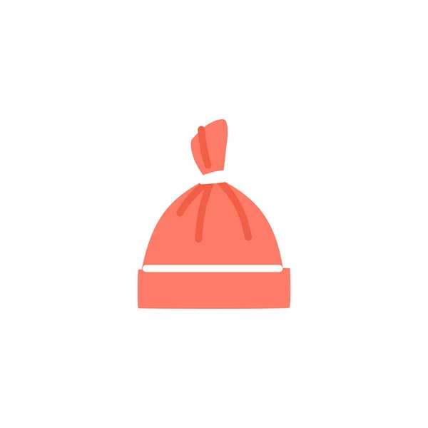 Rosa Babyhut flaches Symbol isoliert auf weißem Hintergrund. Farbe der Kleidung neugeborener Mädchen. Kinder Ladenschild oder Logo für Kindermode-Design. Schöne Kleinkind Tuch minimale Vektor Illustration. — Stockvektor