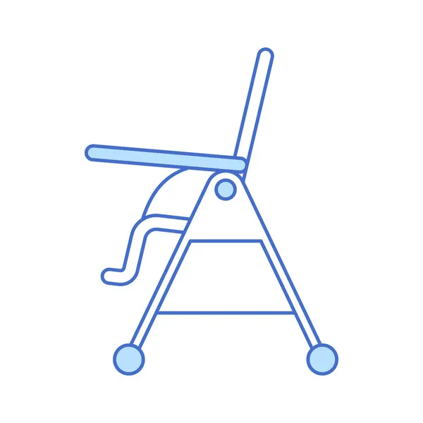Chaise d'alimentation bébé mince icône de ligne isolé sur fond blanc. Bleu contour enfants conception élément chaise haute. Illustration vectorielle de table enfant. — Image vectorielle