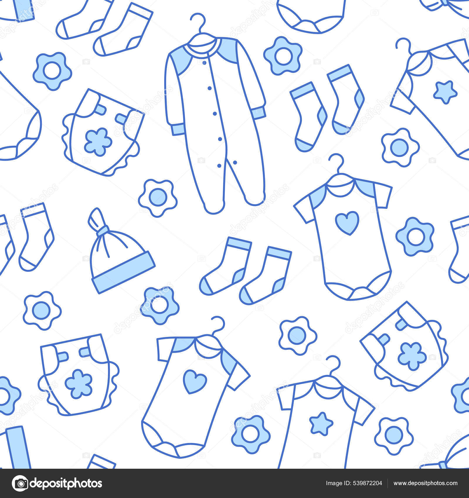 赤ちゃん 服薄いラインシームレスパターン 新生児店の概要装飾の背景 壁紙 印刷 包装紙のためのアパレルタイル テキスタイルトレンディーなデザイン キッズアクセサリーベクトル イラスト ストックベクター C Julkirio