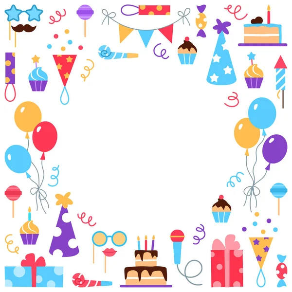 Geburtstagsfeier Hintergrund Grußkarteneinladung Mit Textfläche Jubiläumsfeier Feiertagsgestaltung Festliches Grafisches Element — Stockvektor