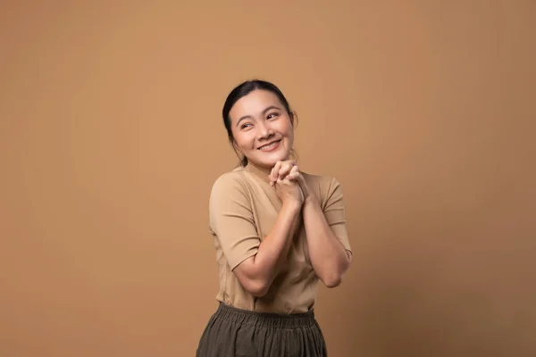 Vrouw Liefde Het Maken Van Liefde Symbool Geïsoleerd Beige Achtergrond — Stockfoto