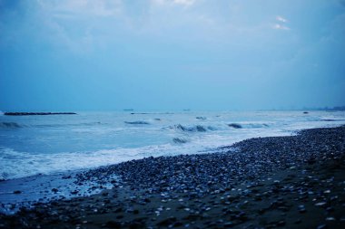 Beautiful view of sea storm at Dasoudi beach, Limassol