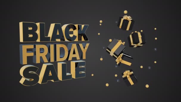 Black Friday Prodej, animace 4K s titulem a dárkovými krabicemi na bezešvé smyčce — Stock video