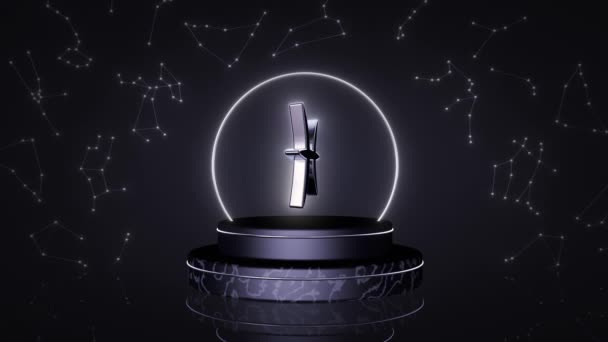 Signe du zodiaque Poissons, animation 3D sur une boucle transparente — Video