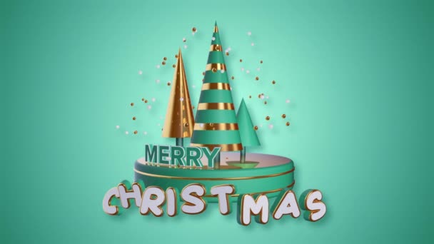 Merry Christmas animatie 3D met kerstbomen op een naadloze lus — Stockvideo