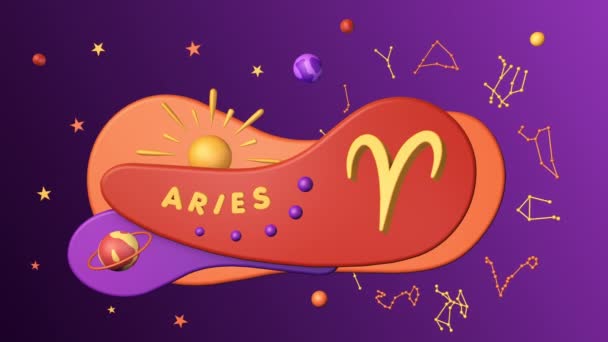 Zodiac sign Aries, 3D animation on a seamless loop — Stock Video