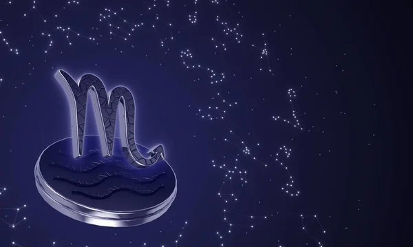 Zodiac işareti Scorpio, karanlık arkaplan takımyıldızlarına karşı 3 boyutlu illüstrasyon