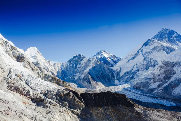 Πανοραμική Θέα Του Παγετώνα Khumbu Και Του Όρους Έβερεστ Όμορφο — Φωτογραφία Αρχείου