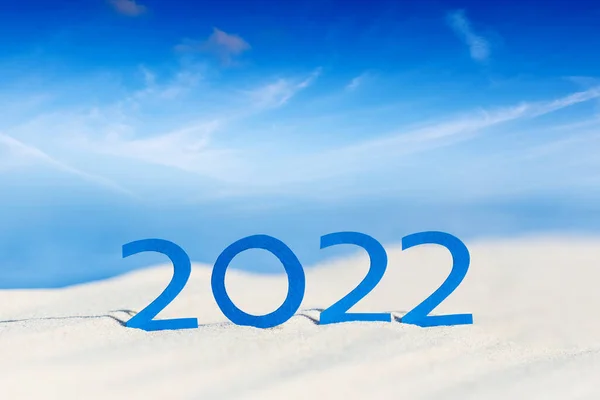Sunny Tropical Beach 2022 Happy New Year Season Vacation Holiday — Stock Photo, Image