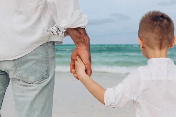 Pai Filho Mãos Dadas Conceito Família Amigável — Fotografia de Stock