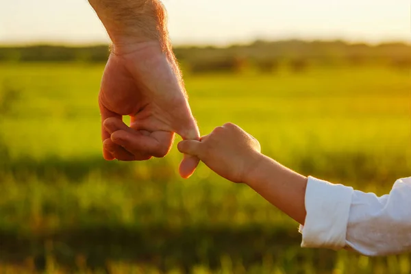 Pai Com Criança Mãos Dadas Confie Conceito Família — Fotografia de Stock