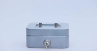 Erkek el, şifreli para, Litecoin veya LTC 'yi küçük gri bir kasaya koyar, güvenli ya da domuzcuk bankasına, kripto ya da kripto para tasarrufu, alıkoyma ya da topallama tasvir eder.