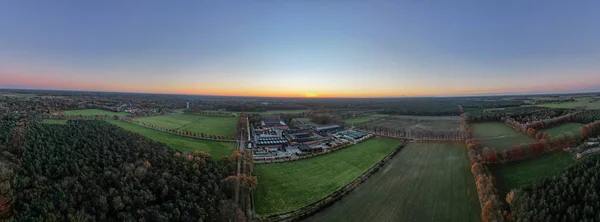 November 2021, Westmalle, Belgium: Aerial view of the abbey of Westmalle, the monastery famous for its trappist beer blonde and brown — Stock Photo, Image