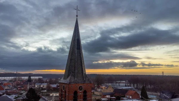 Stadtsilhouette Des Katholischen Kirchturms Sint Jozef Rijkevorsel Belgien Vor Einem — Stockfoto