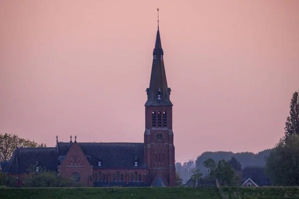 Prosperdorp Hulst Niederlande April 2022 Purple Sky Prosperdorp Church Town — Stockfoto