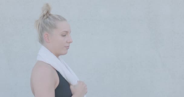 Portrait Attractive Sexy Vivacious Young Caucasian Blonde Sporty Woman Sports — Stok video