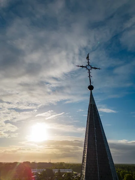 Силует Християнської Церкви Заході Сонця Високоякісна Фотографія — стокове фото