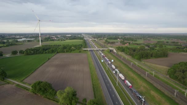 Brecht Belgien Mai 2022 Autobahn Mit Autos Und Lastwagen Stau — Stockvideo
