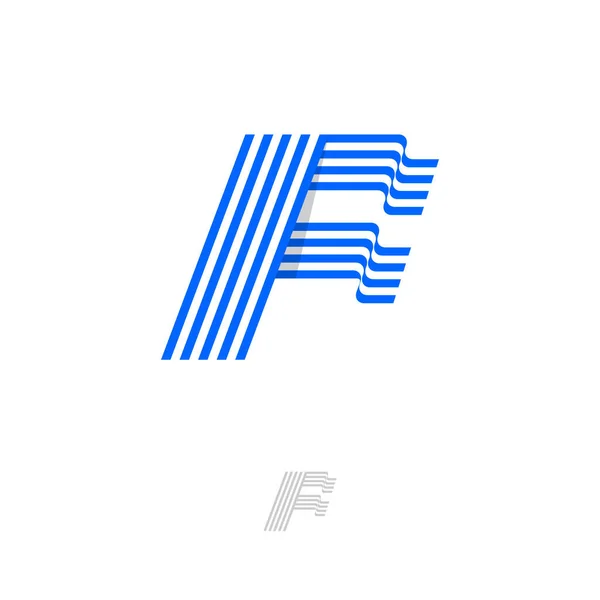 F字母 F个单字 国旗由条纹丝带组成 前进徽章 — 图库矢量图片