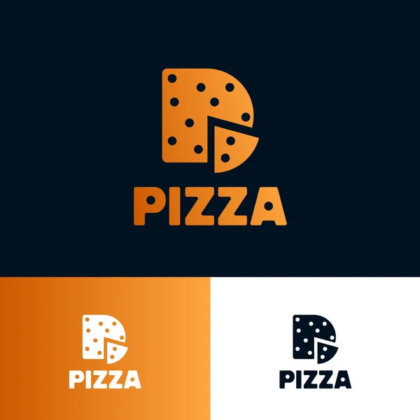 Logo Della Pizza Lettera Come Mezza Pizza Pezzo Pizza Emblema — Foto Stock