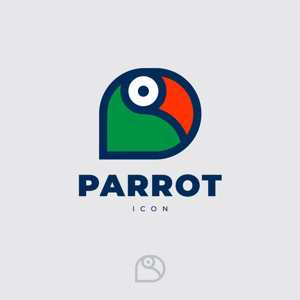 Płaska Ikona Papugi Logo Ptaka Tropikalnego — Zdjęcie stockowe