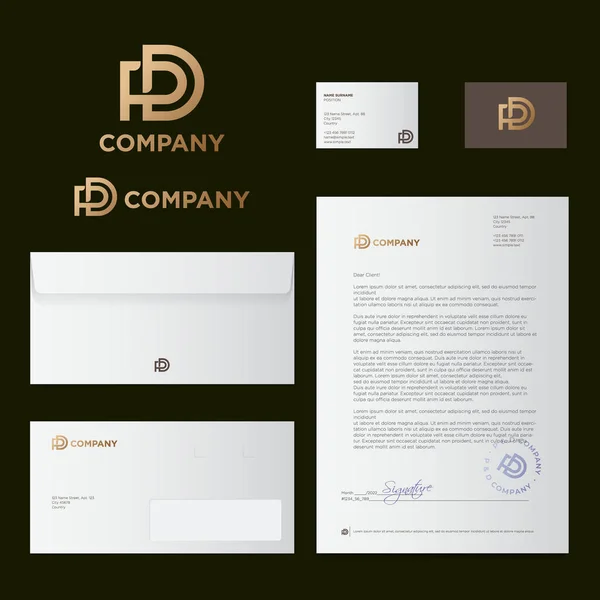 Und Buchstaben Monogramm Bestehen Aus Gekreuzten Goldelementen Identität Unternehmensstil Briefpapier — Stockfoto