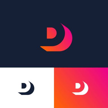 D logosu. Gizli D harfleri. Üç boyutlu ses yanılsaması. Soyut logo iş, inşaat ve inşaat için kullanılabilir..