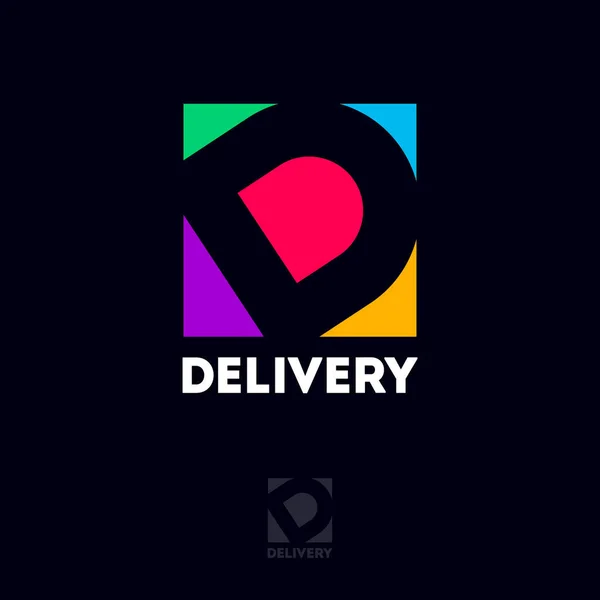 Літера Кольоровому Квадраті Логотип Компанії Delivery Піктограма Мережі Делівері Або — стоковий вектор