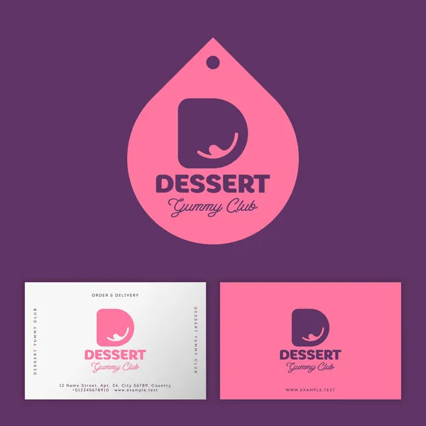 Monogram Letter Smile Tongue Rounded Tag Desserts Sweet Food Logo — Stock Vector