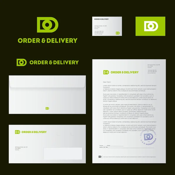 Letter Letter Green Premium Monogram Eye Identity Corporate Style Envelope — Stock Vector