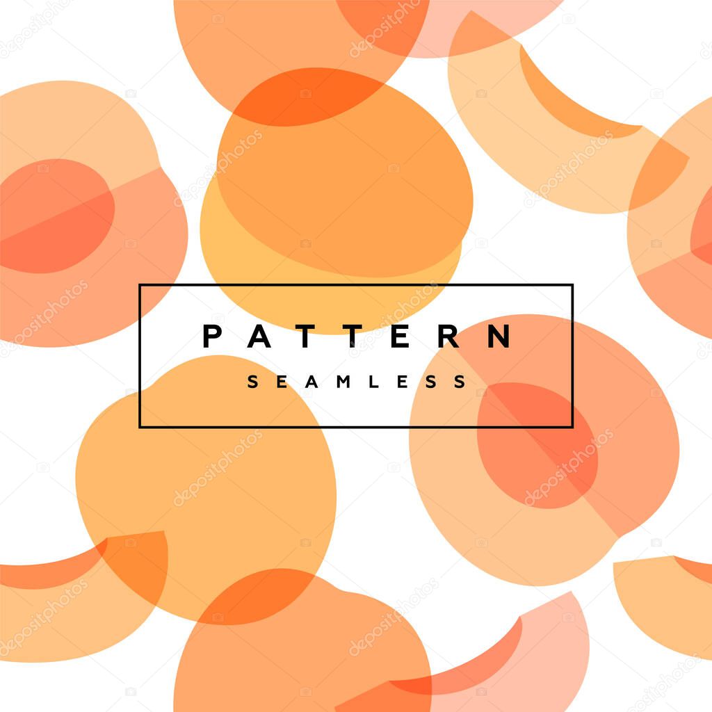 Apricot seamless pattern. Fruit background. Transparent fruits and frame with text is on separate layer. 