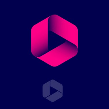 Sembol çal. Gölgelerle üçgen ve daire çiz. Amblem uygulama, web simgesi, multimedya, oyuncu sembolü olarak kullanılabilir. Amblemi geri dönüştür. 