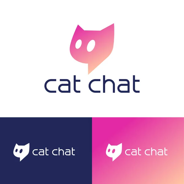 Logotipo Cat Chat Ícone Para Bate Papo Internet Clube Comunidade — Vetor de Stock