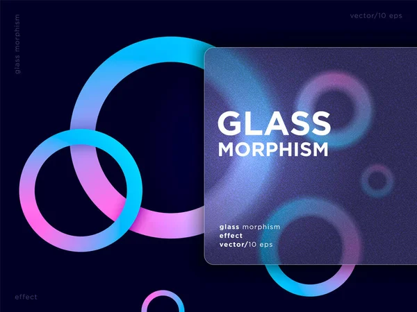 Vector Image Glass Morphism Style Translucent Rounded Rectangle Grain Texture — Vettoriale Stock