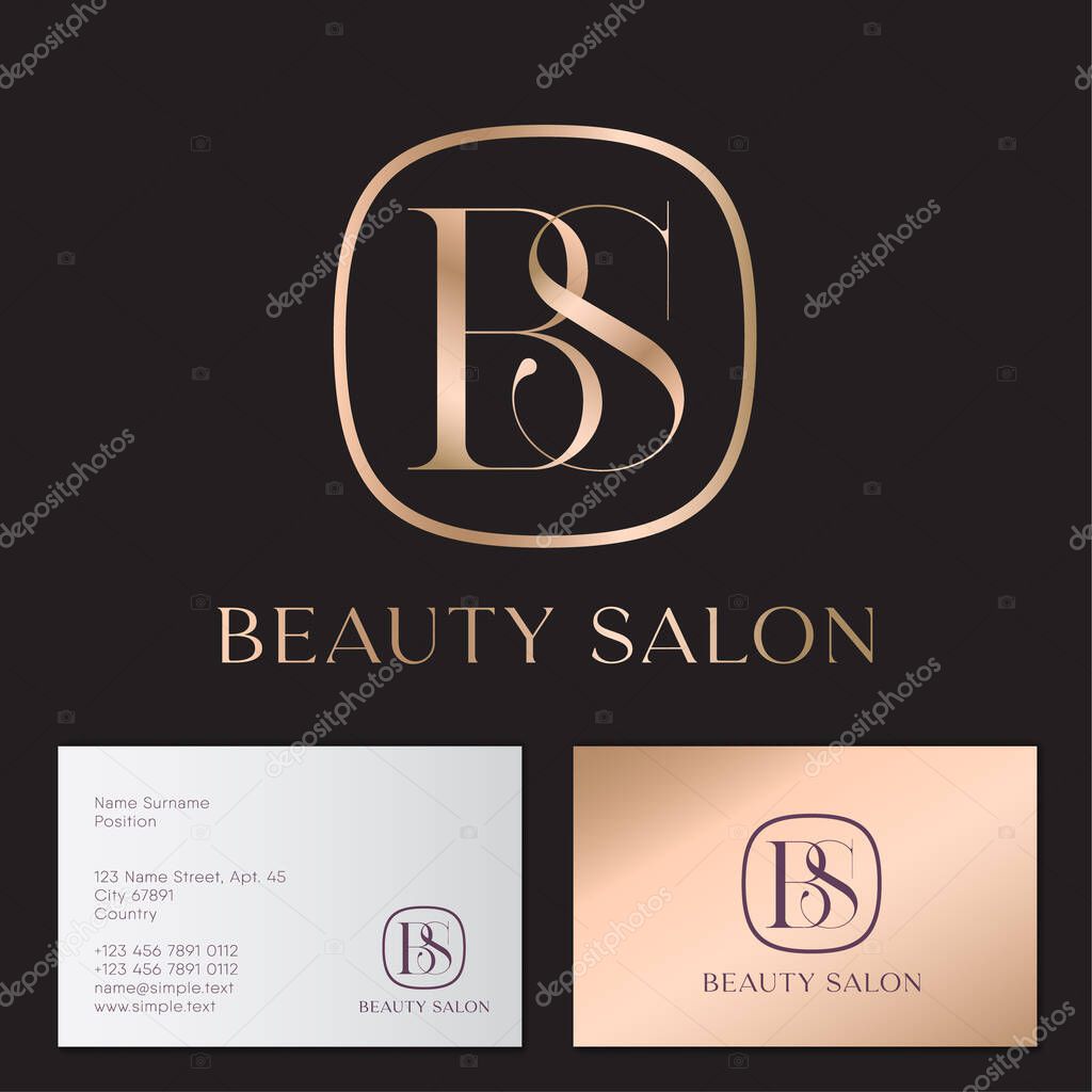 Letter S and Letter B. Intertwined letters into rounded frame. Emblem for fashion shop, jewelry, beauty product, clothes, beauty industry, spa.