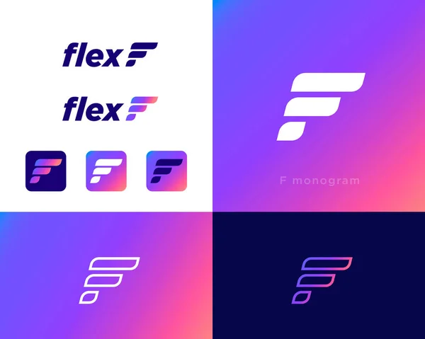Logotipo Flexible Monograma Letra Consta Algunos Elementos Dinámicos Icono Abstracto — Archivo Imágenes Vectoriales