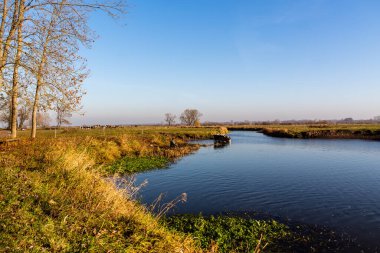 Arka planda nehir ve göl olan güzel bir manzara.