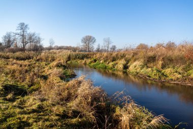 Baharın başlarında nehrin manzarası